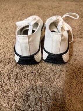White Canvas Sneakers with Black Sole